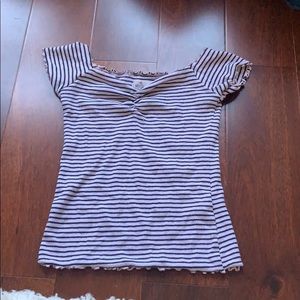 pink and black stripped shirt from hollister